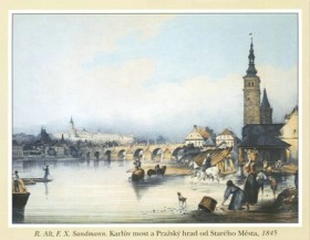 R. Alt, F. X. Sandmann. Karlv most a Prask hrad od Starho Msta