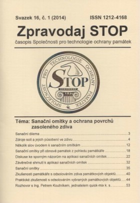 Zpravodaj STOP 2014/1. Sanan omtky a ochrana povrch zasolenho zdiva