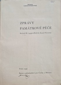 Zprvy pamtkov pe 1939 [Detail produktu]