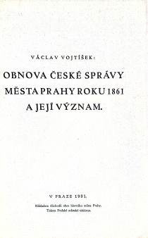 Obnova esk sprvy msta Prahy roku 1861 a jej vznam [Detail produktu]